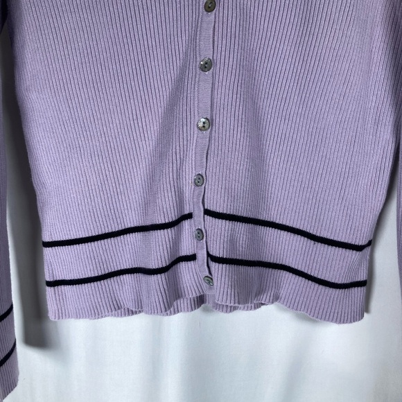 Casual Corner Lavender V-Neck Cardigan Vintage Preppy Cottagecore Y2K - Picture 4 of 14